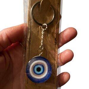 Handmade Turkish Evil Eye Nazar Keychain NEW (Unique Blue & Gold Iris)
